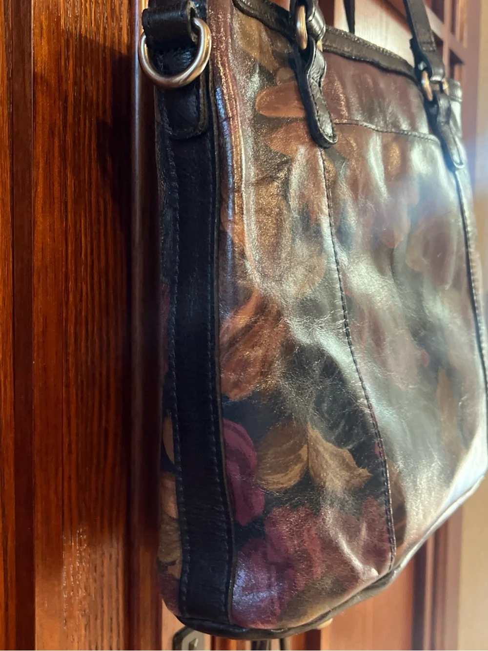 Patricia Nash Lundy Leather Shoulder Bag Peruvian Painting Floral Tote
